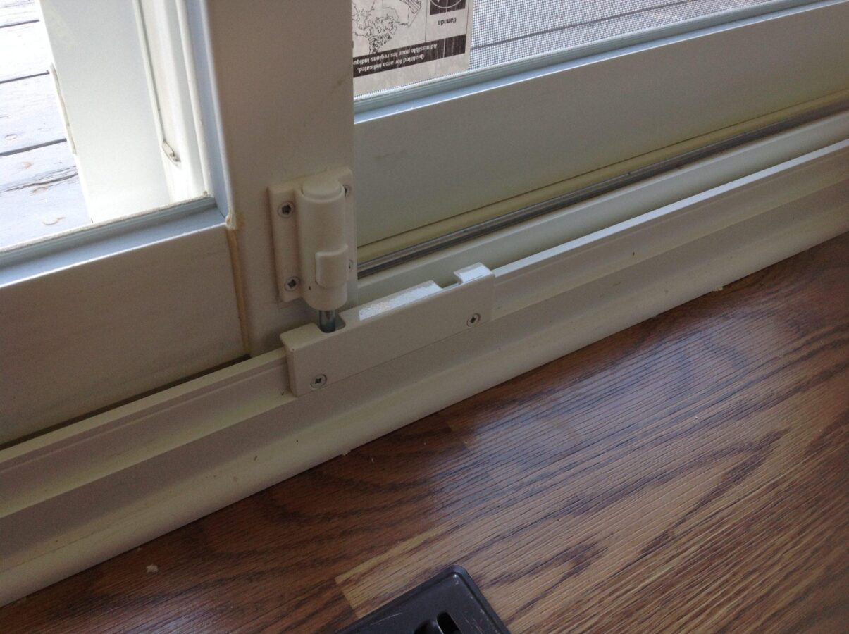 A patio door with security kick lock