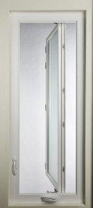 On regular casement windows the hinge is set closer towards the middle.