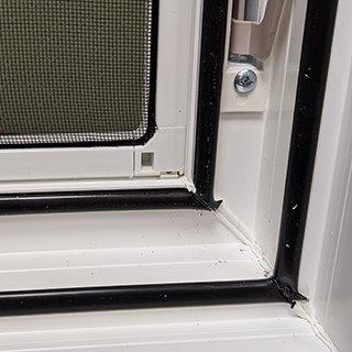 Low Quality Vinyl Window: PVC black or white coloured gasket, does not have memory and will lose the sealing power