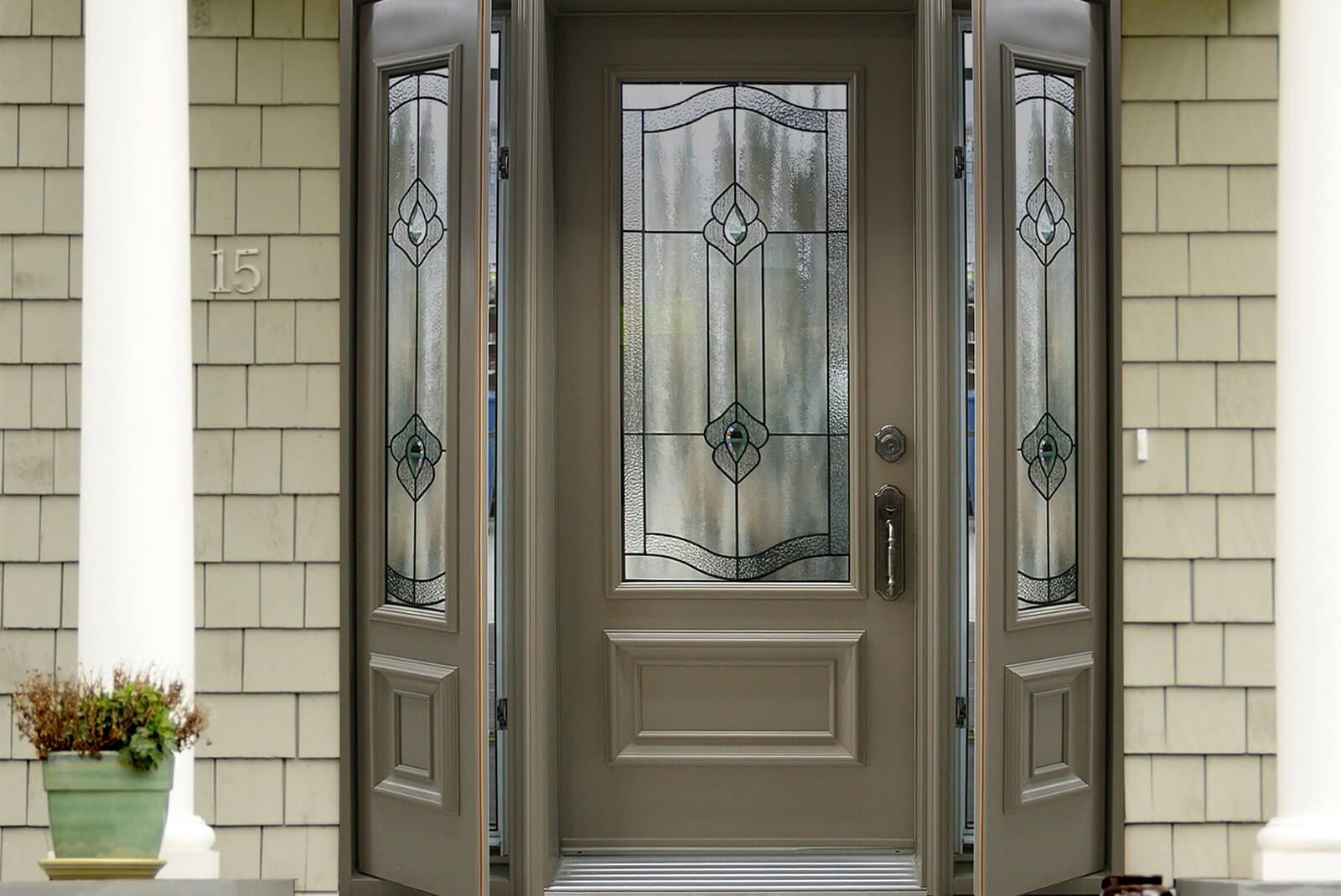 Door With Vented Sidelite Ecoline Windows, Front Entry Doors With Sidelights That Open
