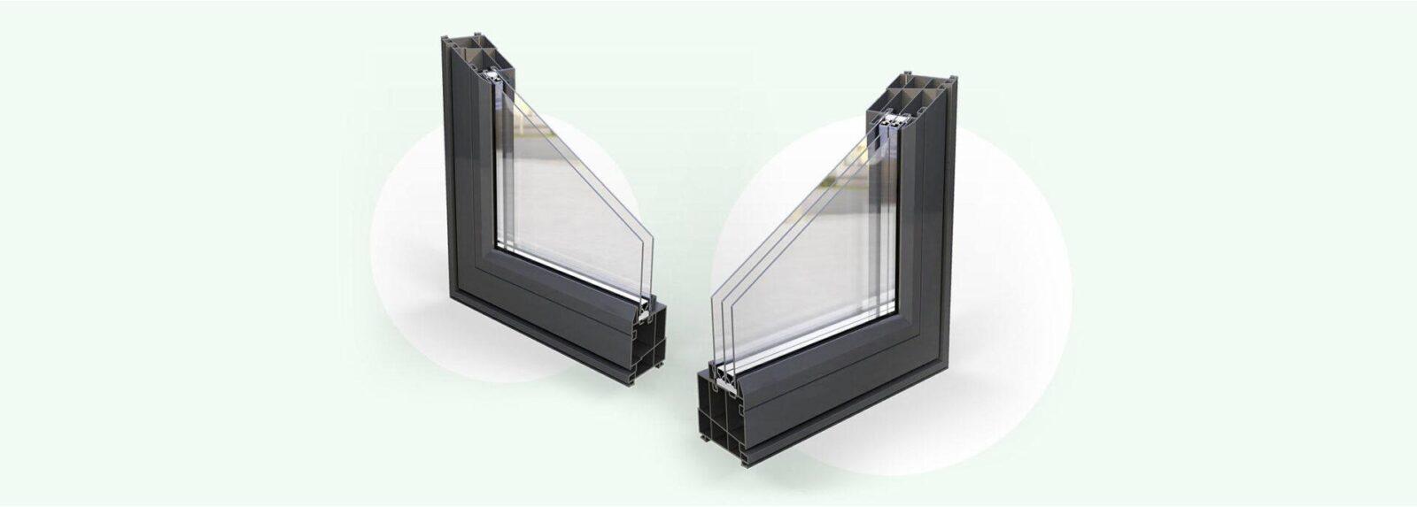 part of the window with double and triple glazing