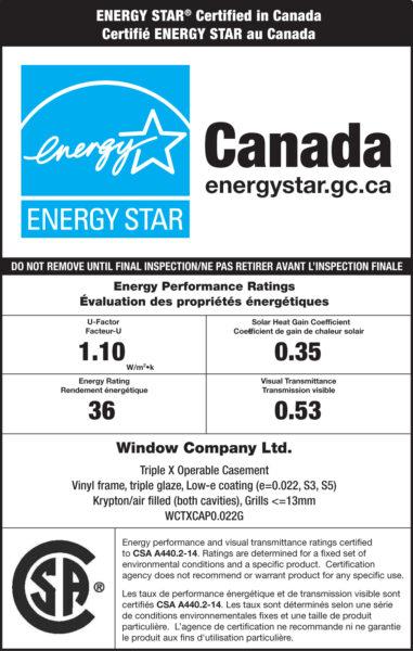 CSA labelling provides information about the performance of a window right on the product.