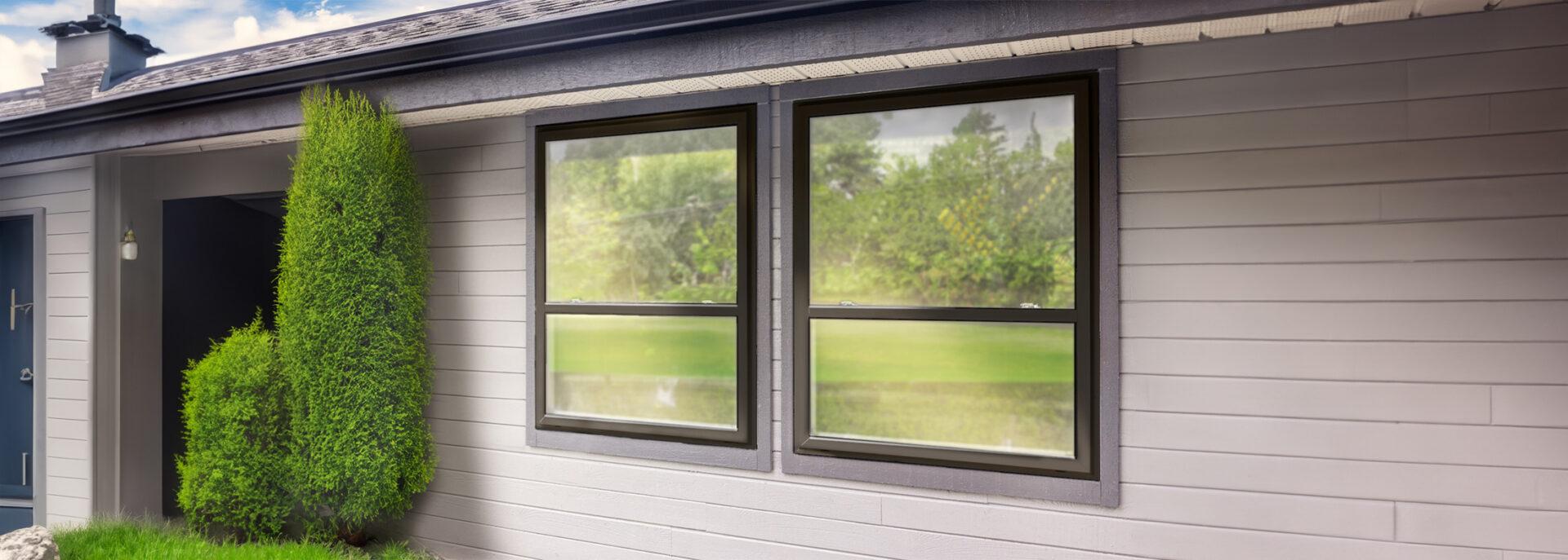 black hung windows in home