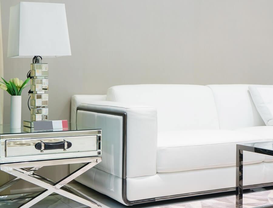 white couch with decor