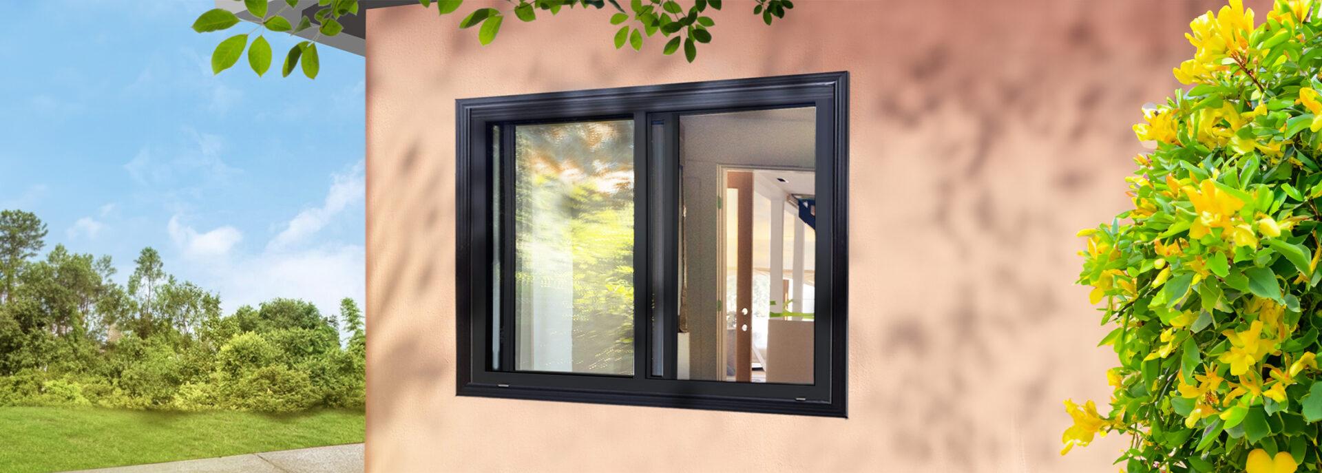 black sliding windows