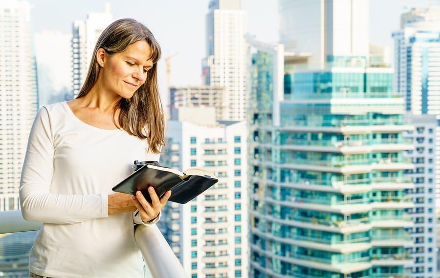 woman reading book